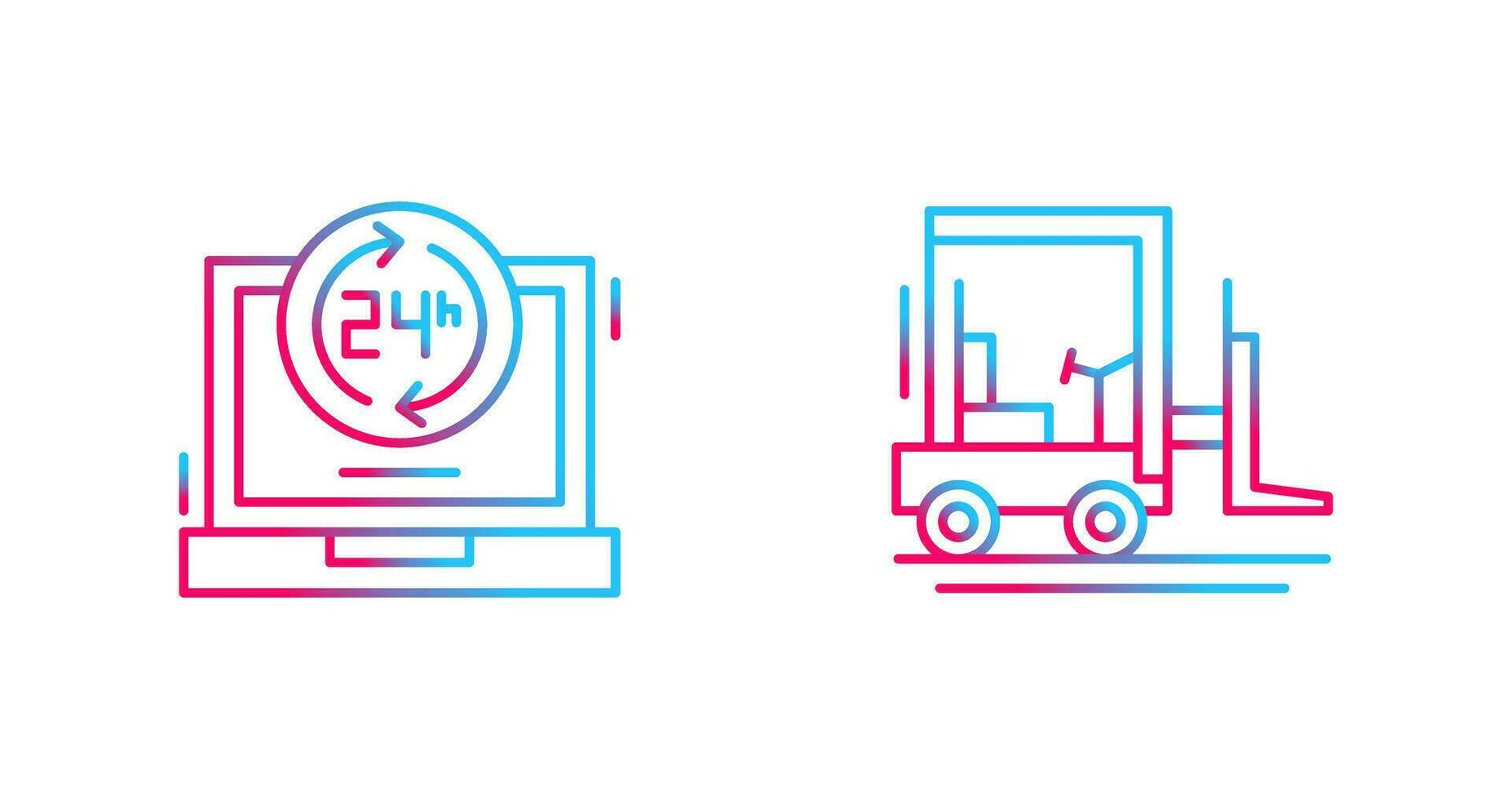 24 hours and forklift Icon vector