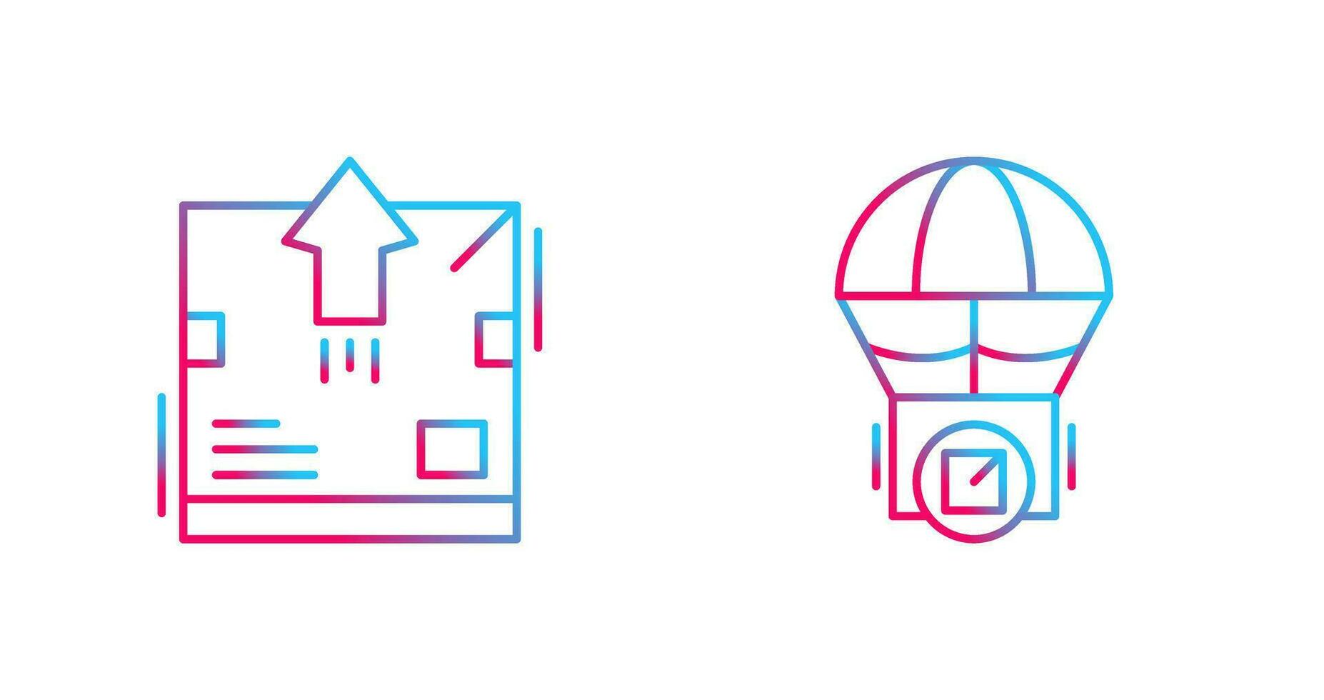 delivery box and parachute Icon vector