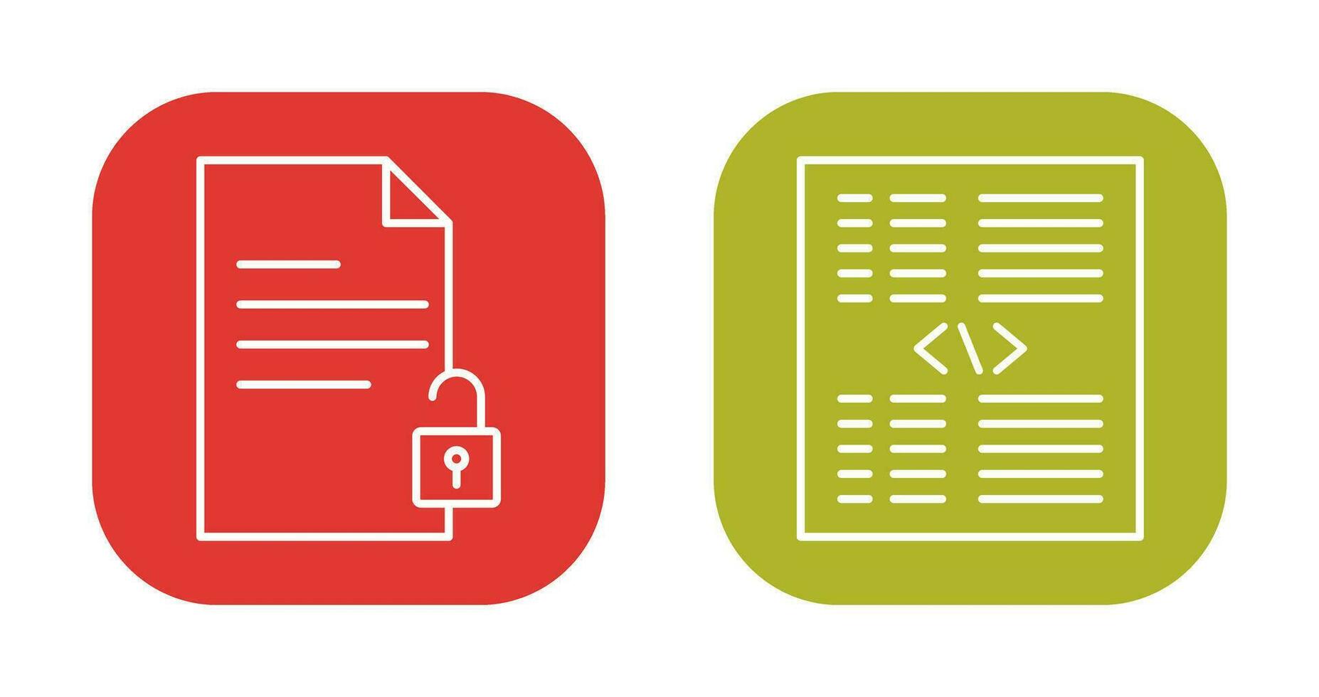 unlock document and piece of code Icon vector