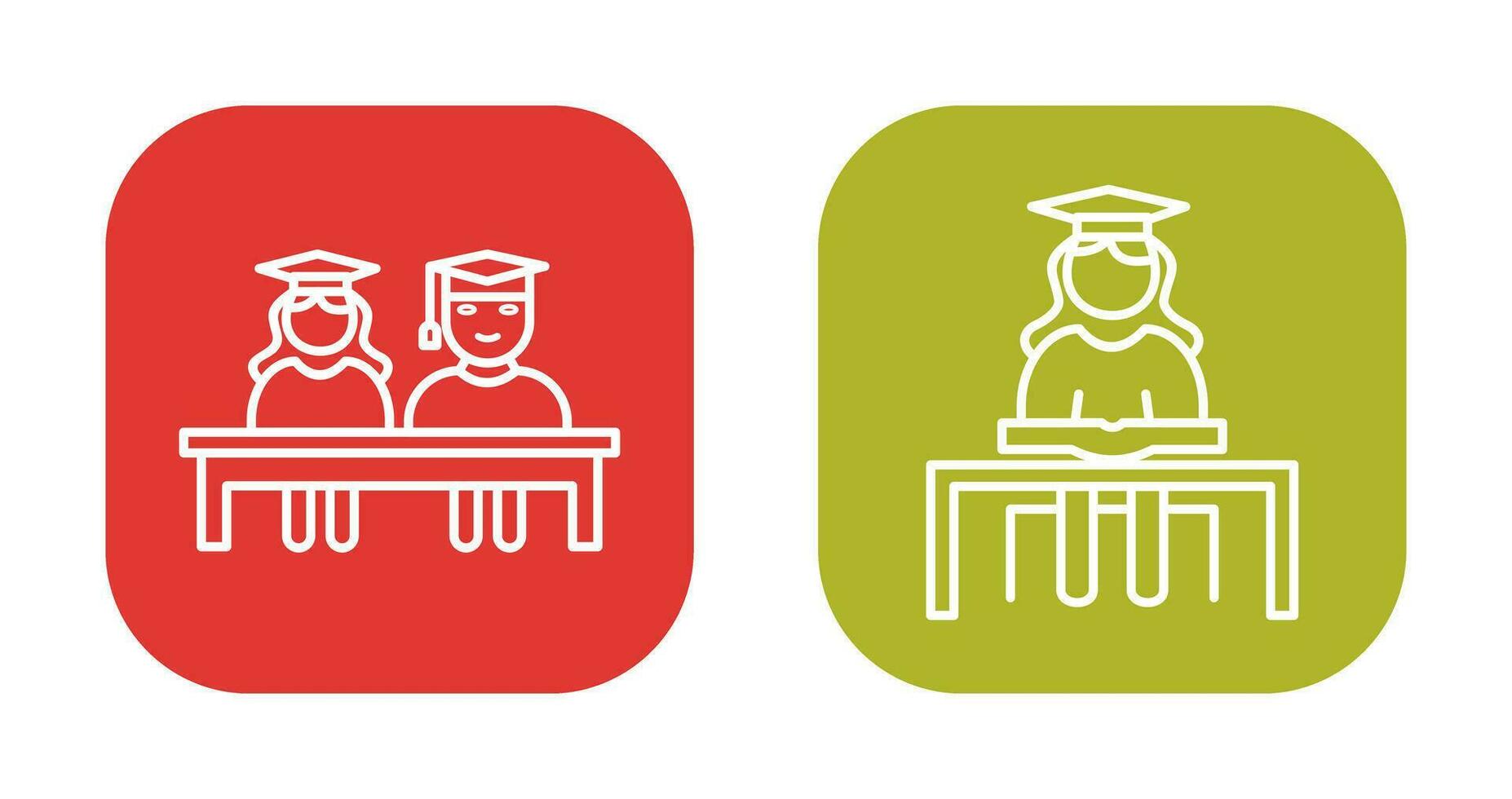 Students Sitting and Female Student Icon vector