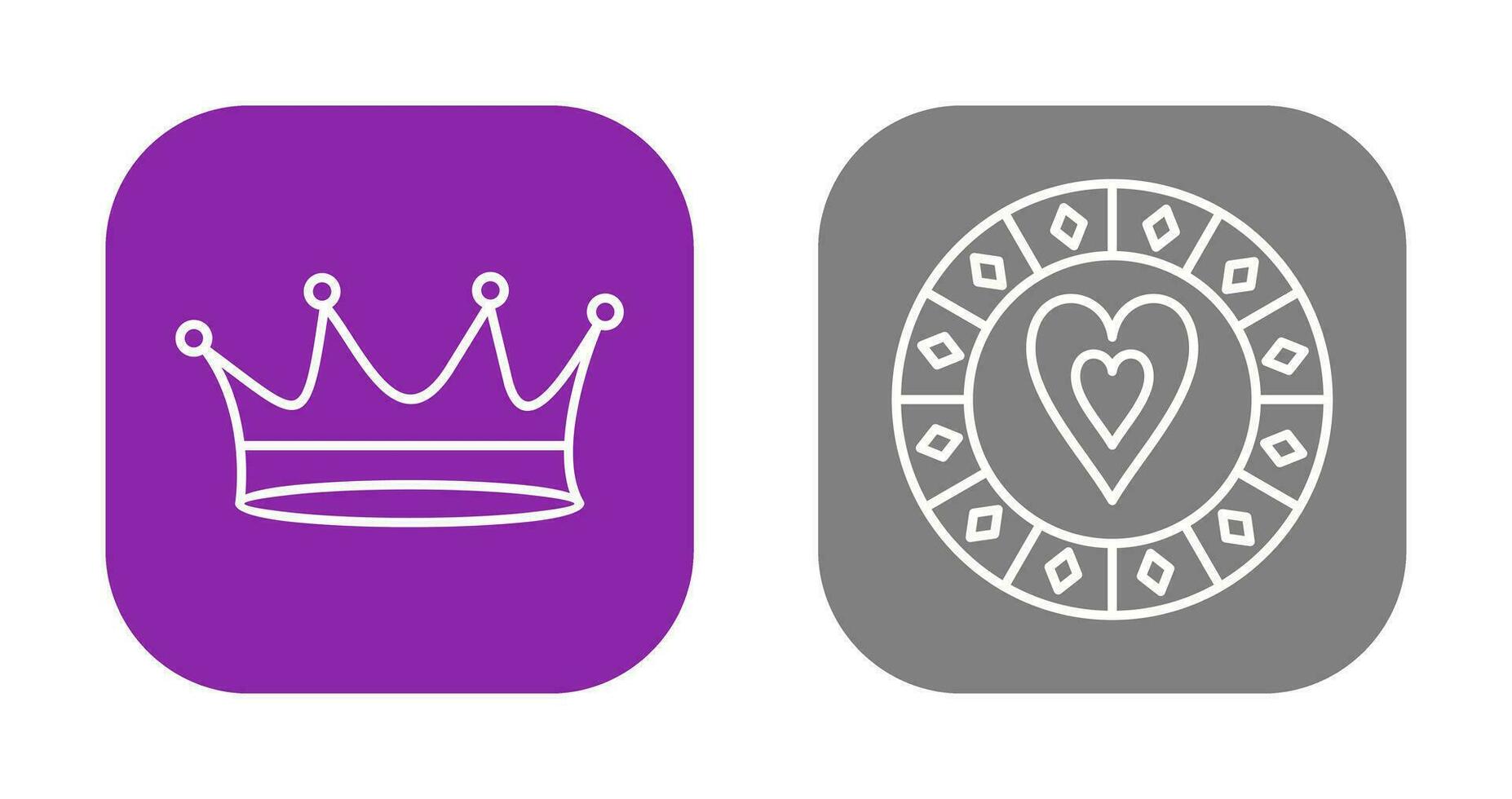 king crown and heart chip Icon vector