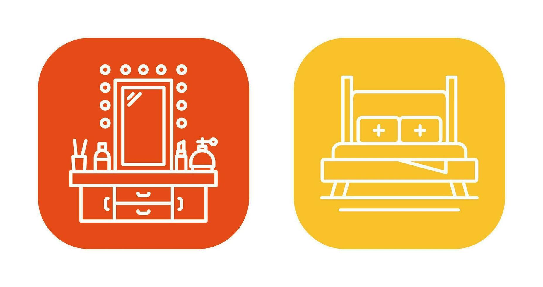 Dressing Table and Bed Icon vector