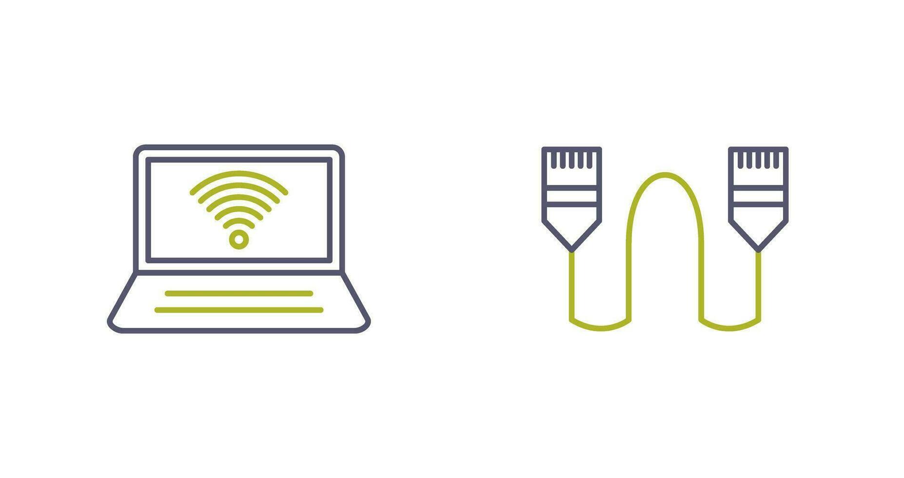 Connected Laptop and Internet Cable Icon vector