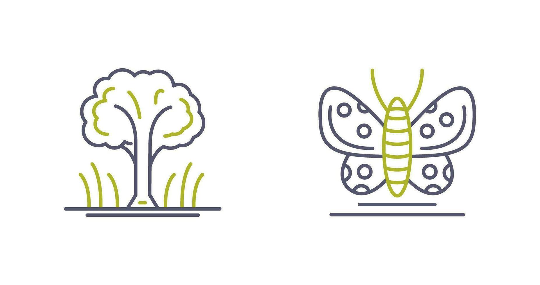 Tree and Butterfly Icon vector