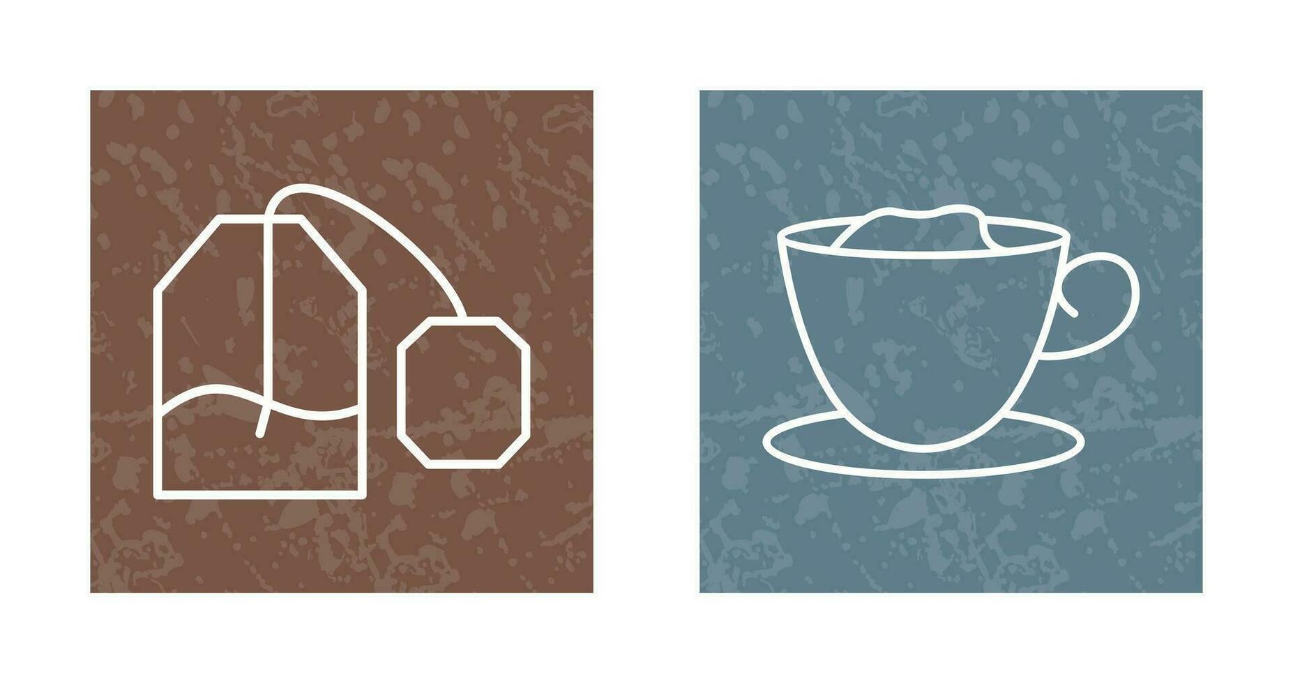 té bolso y cremoso café icono vector