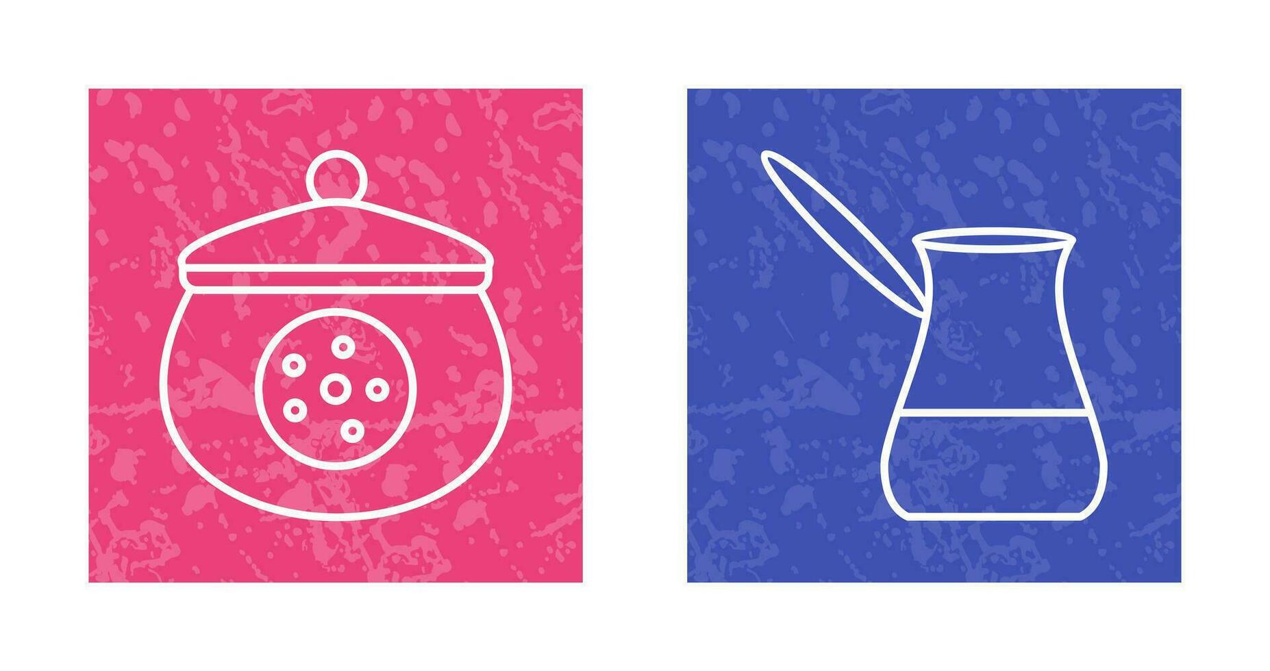 cookie jar and cezve Icon vector