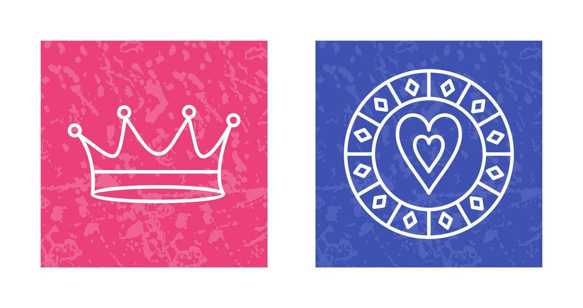 king crown and heart chip Icon vector