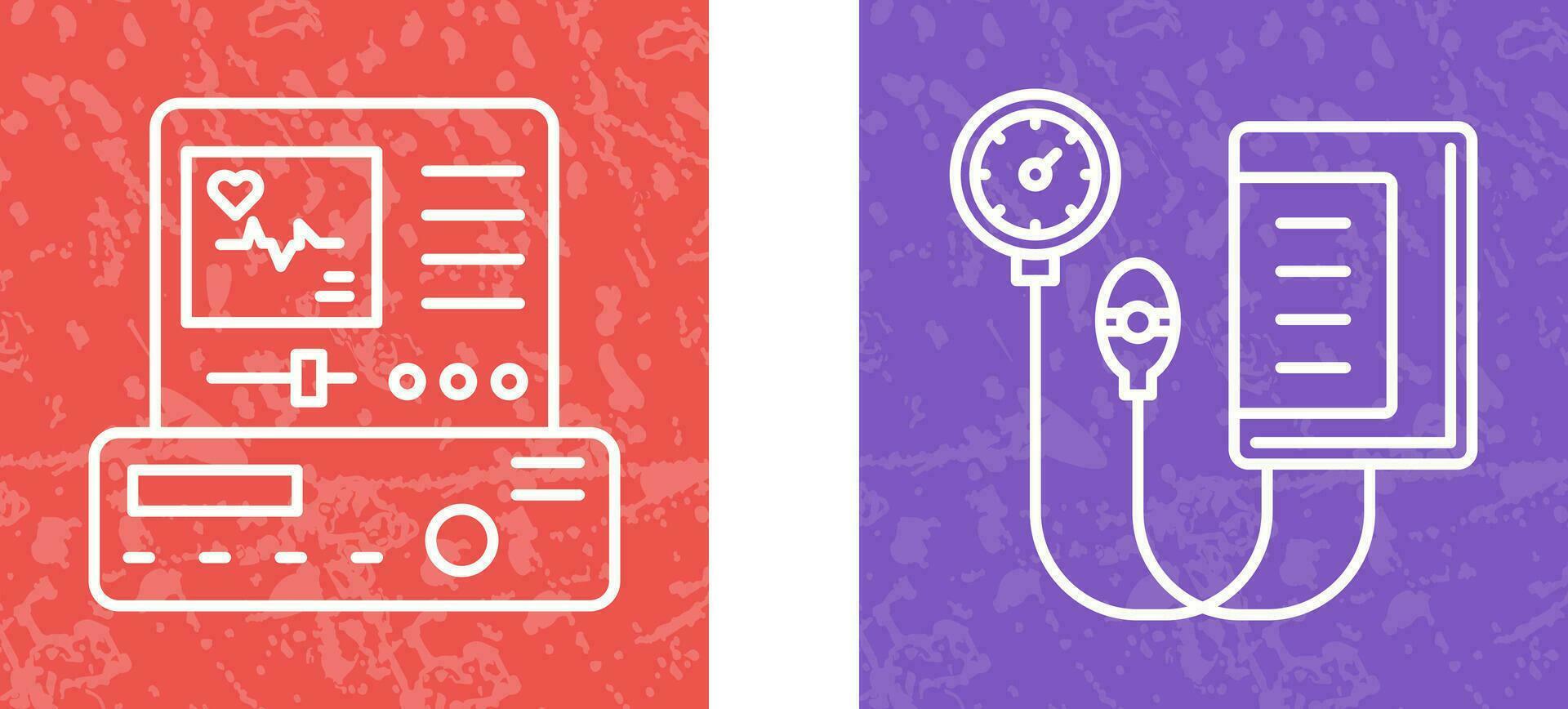 Electrocardiogram and Blood Pressure Gauge Icon vector