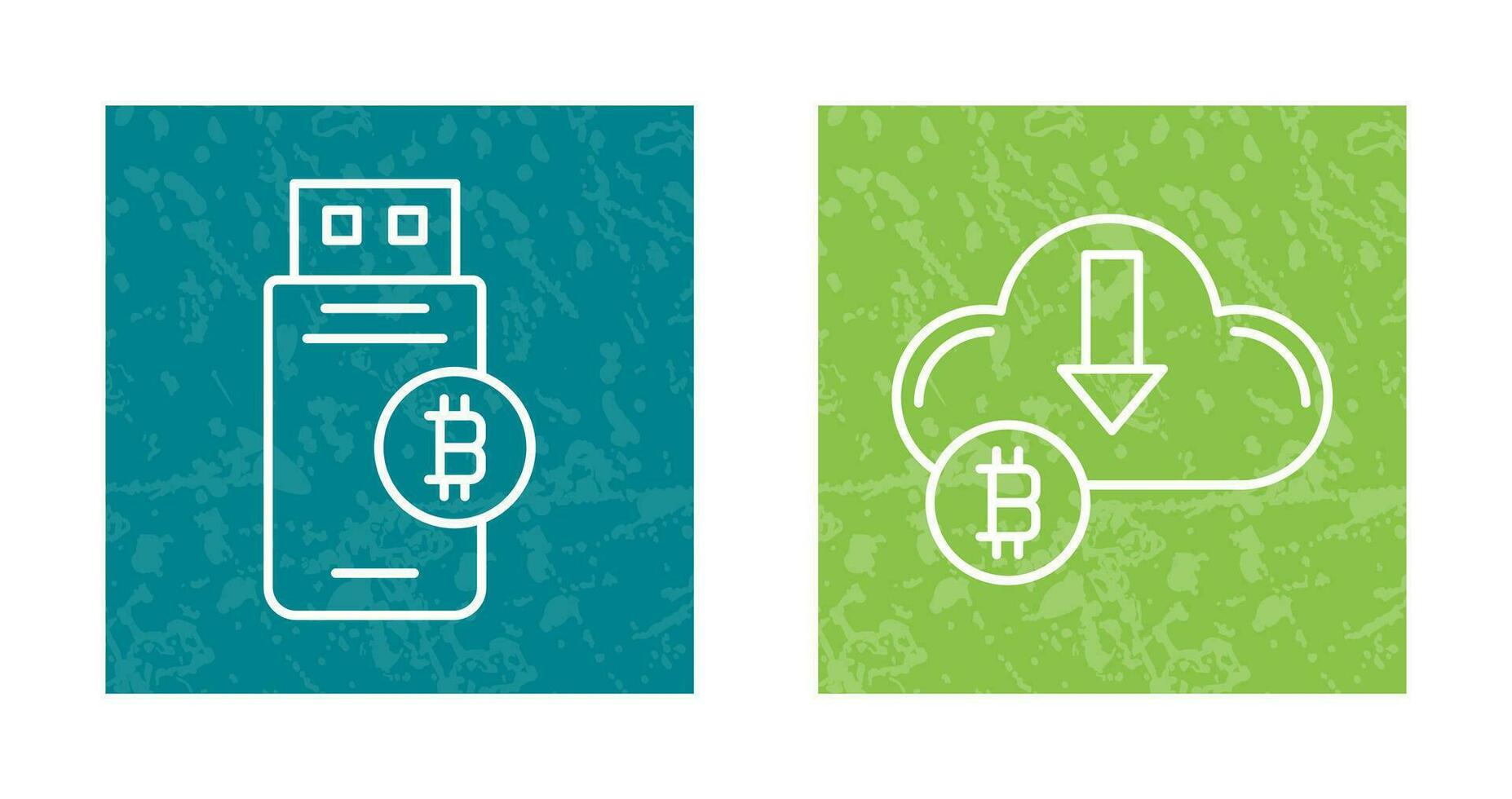 Bitcoin Usb Device and Down Arrow Icon vector