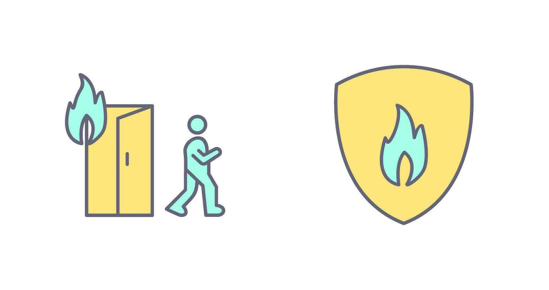 running from fire and fire shield  Icon vector