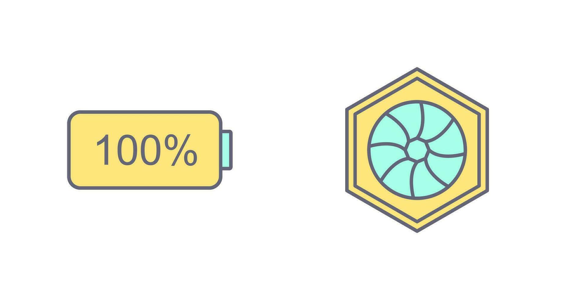 lleno batería y hexagonal diafragma icono vector