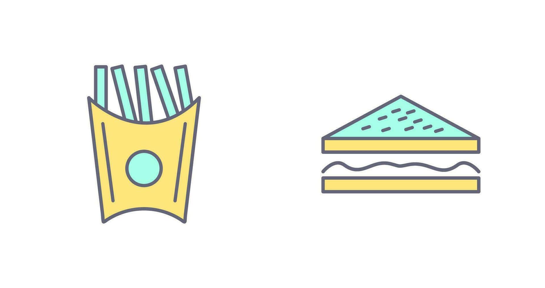 french fries and sandwich  Icon vector