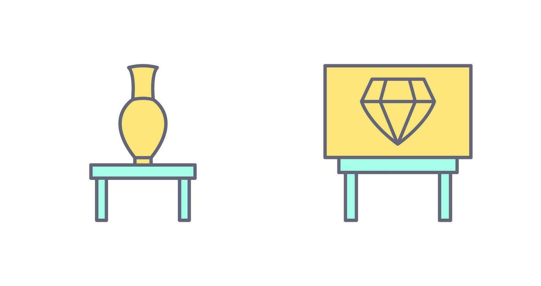 Vase Exhibit and Diamond Exhibit Icon vector