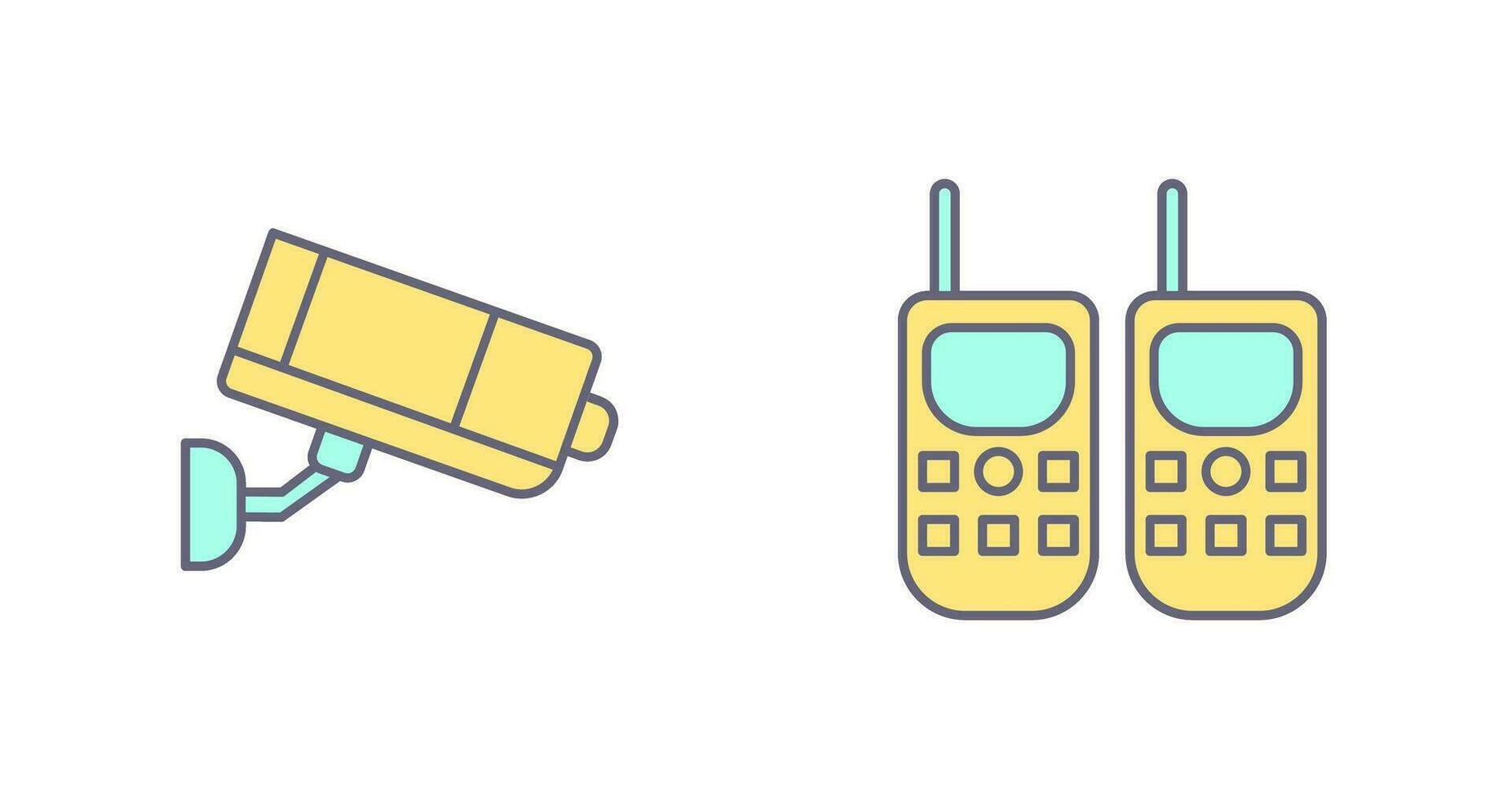 CCTV Camera and Walkie Talkie Icon vector