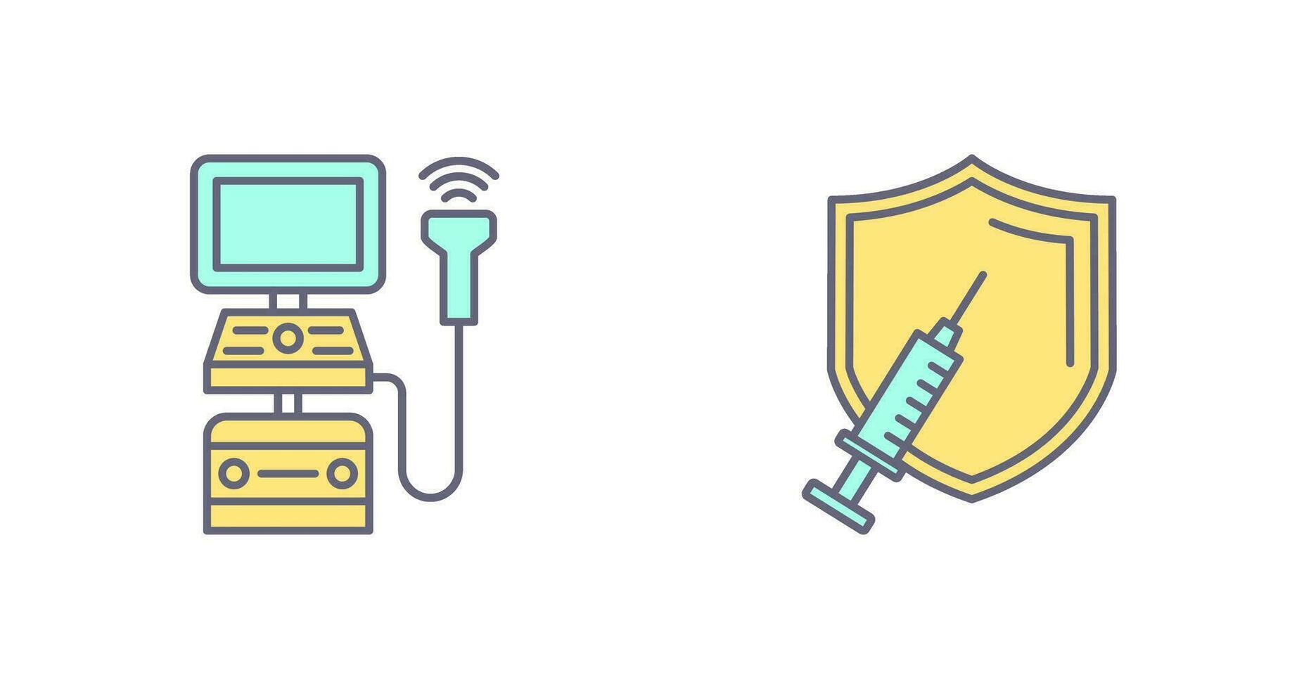 Ultrasound Machine and Vaccination Icon vector