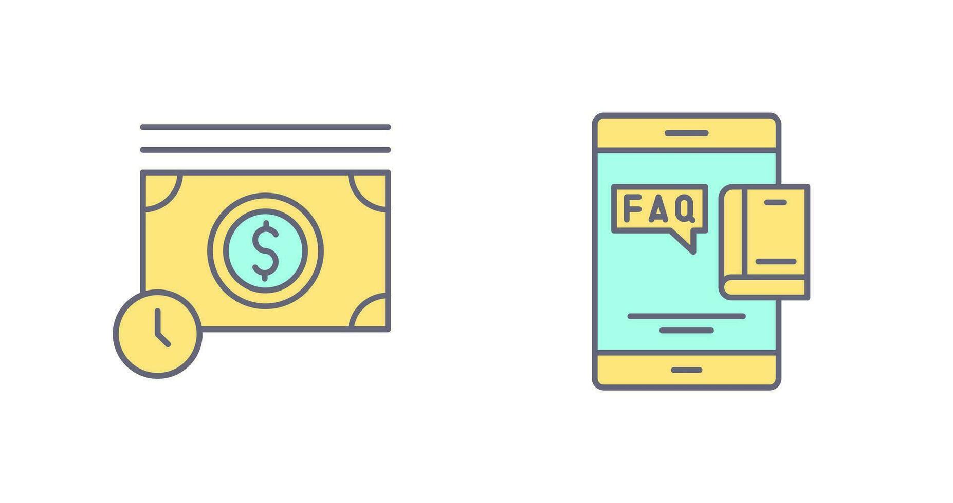 Time is Mony and Faq Icon vector