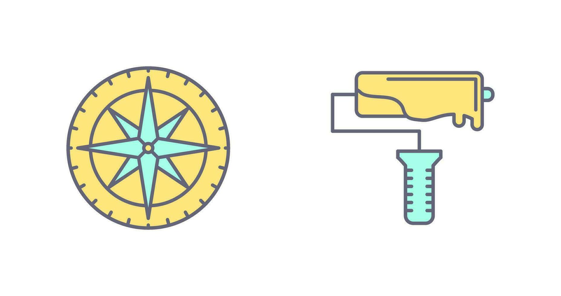 Compass and Roller Icon vector