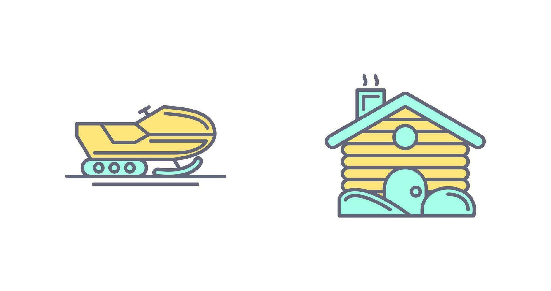 Snowmobile and Cabin Icon vector