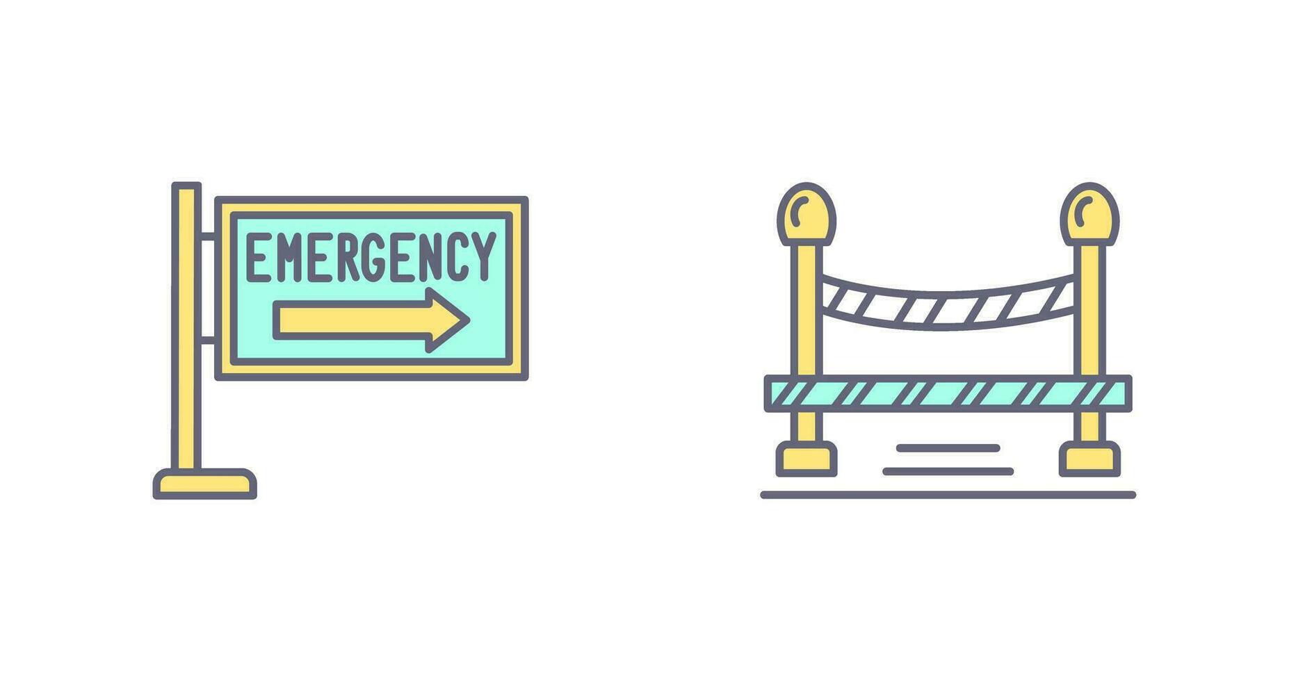 Emergency Sign and Do Not Cross Line, Icon vector