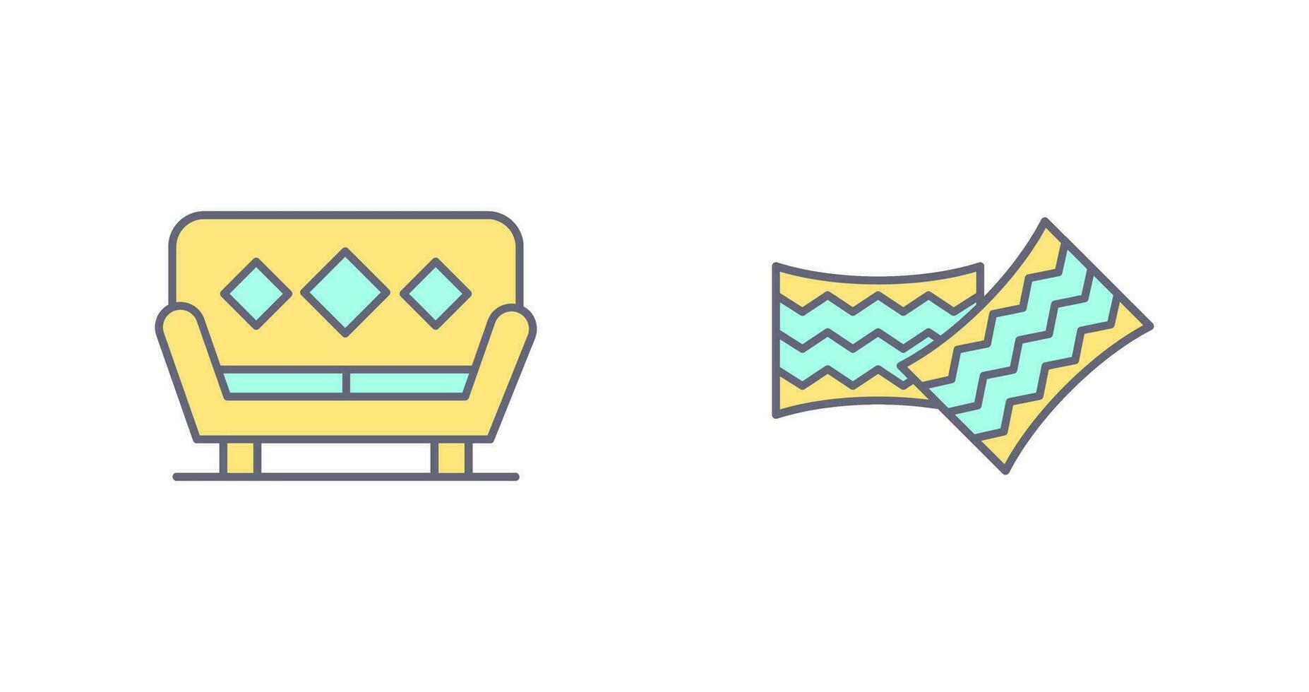 sofá y cojines icono vector