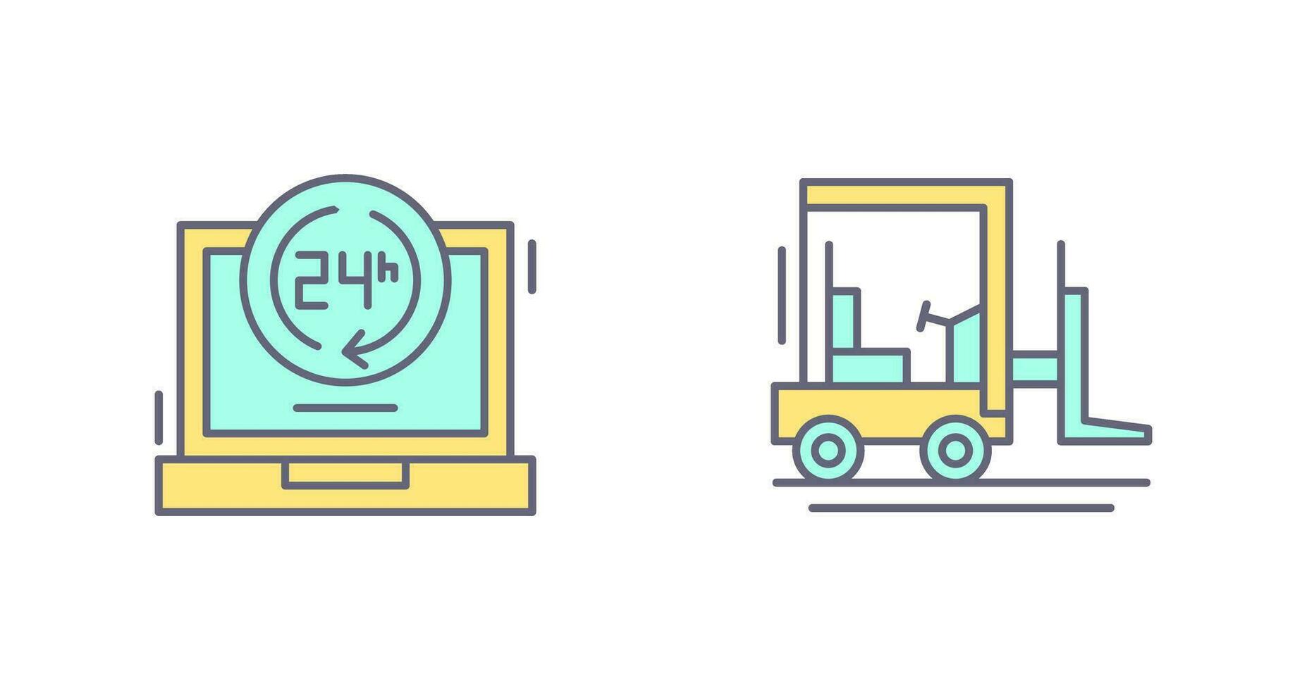 24 hours and forklift Icon vector