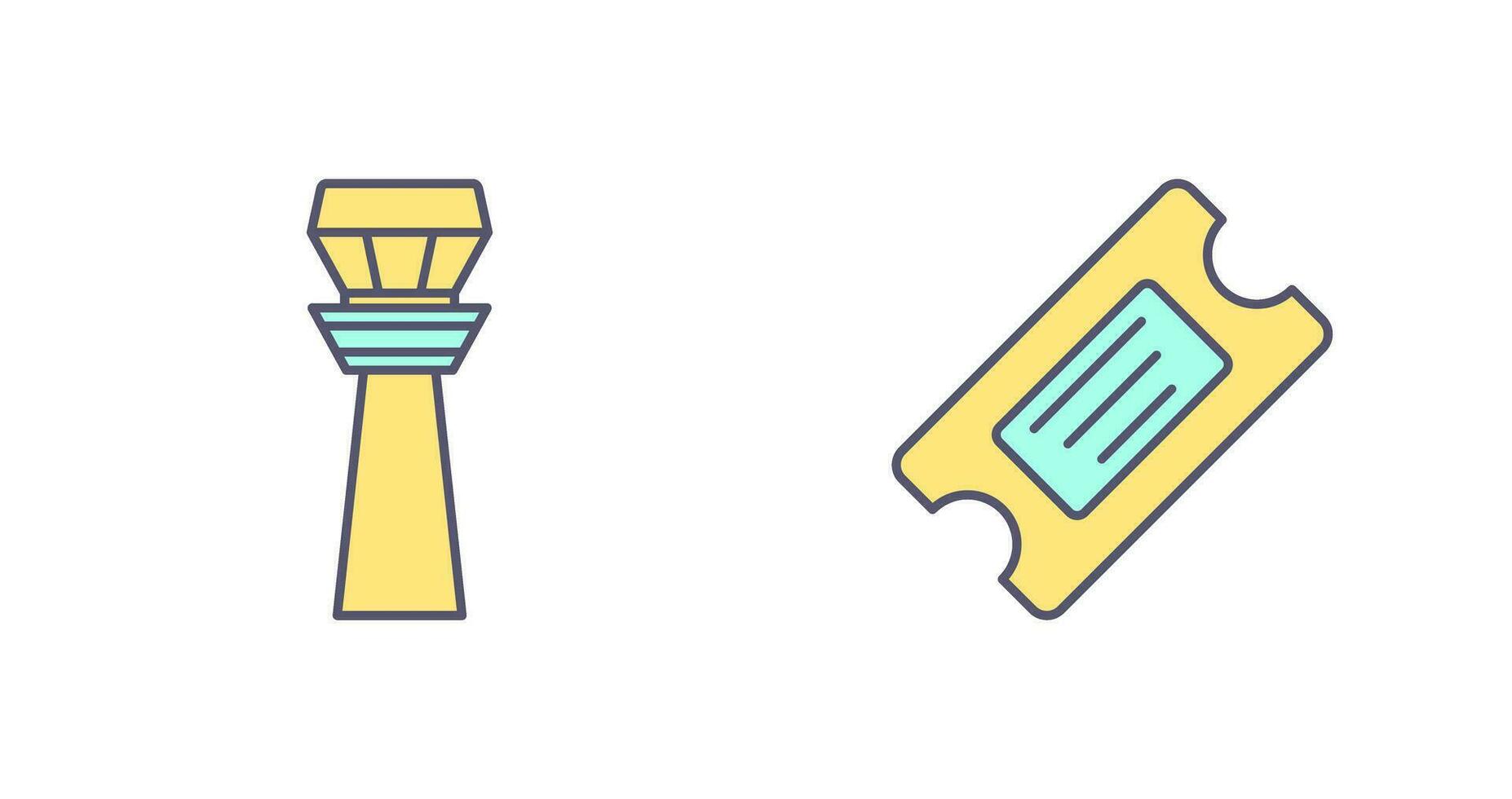 Control Tower and Ticket Icon vector