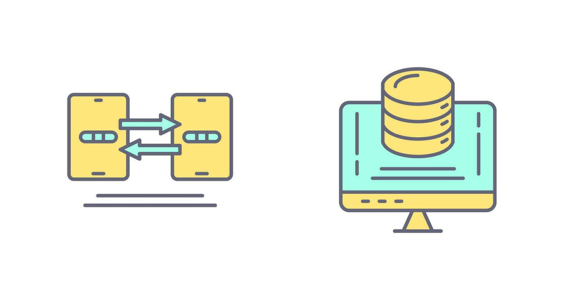 datos sincronización y datos almacenamiento icono vector