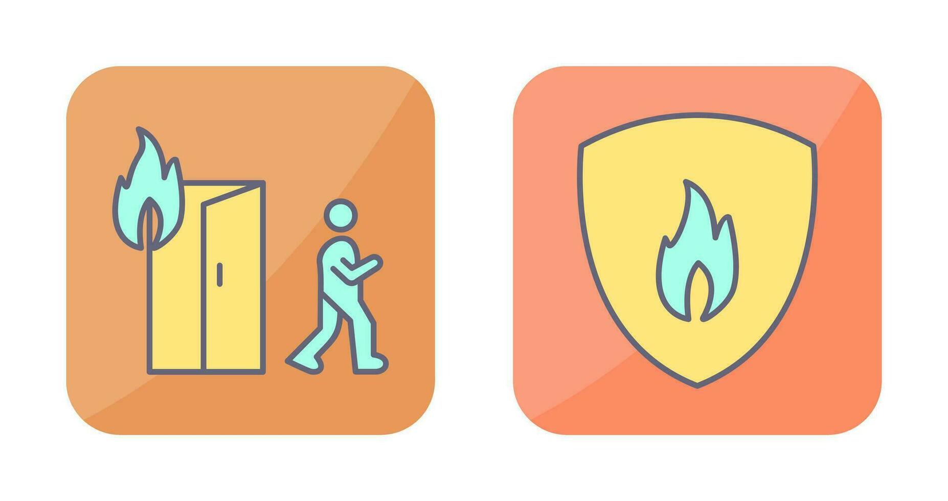 running from fire and fire shield  Icon vector