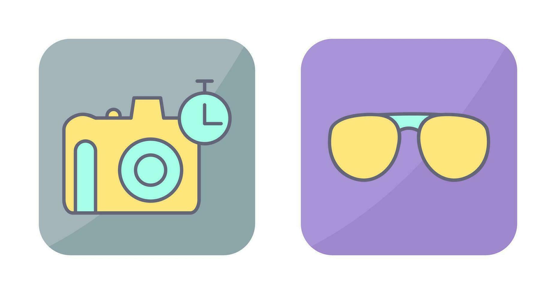 lentes y Temporizador en cámara icono vector