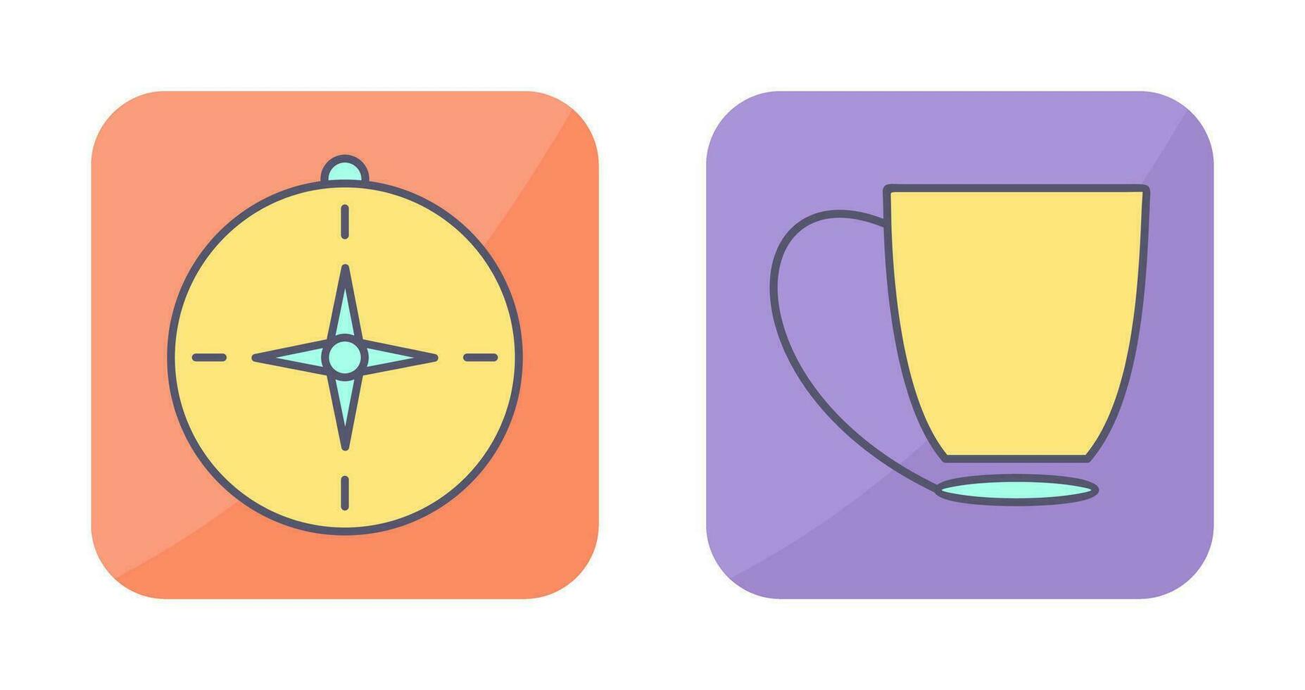 compass and coffee cup Icon vector