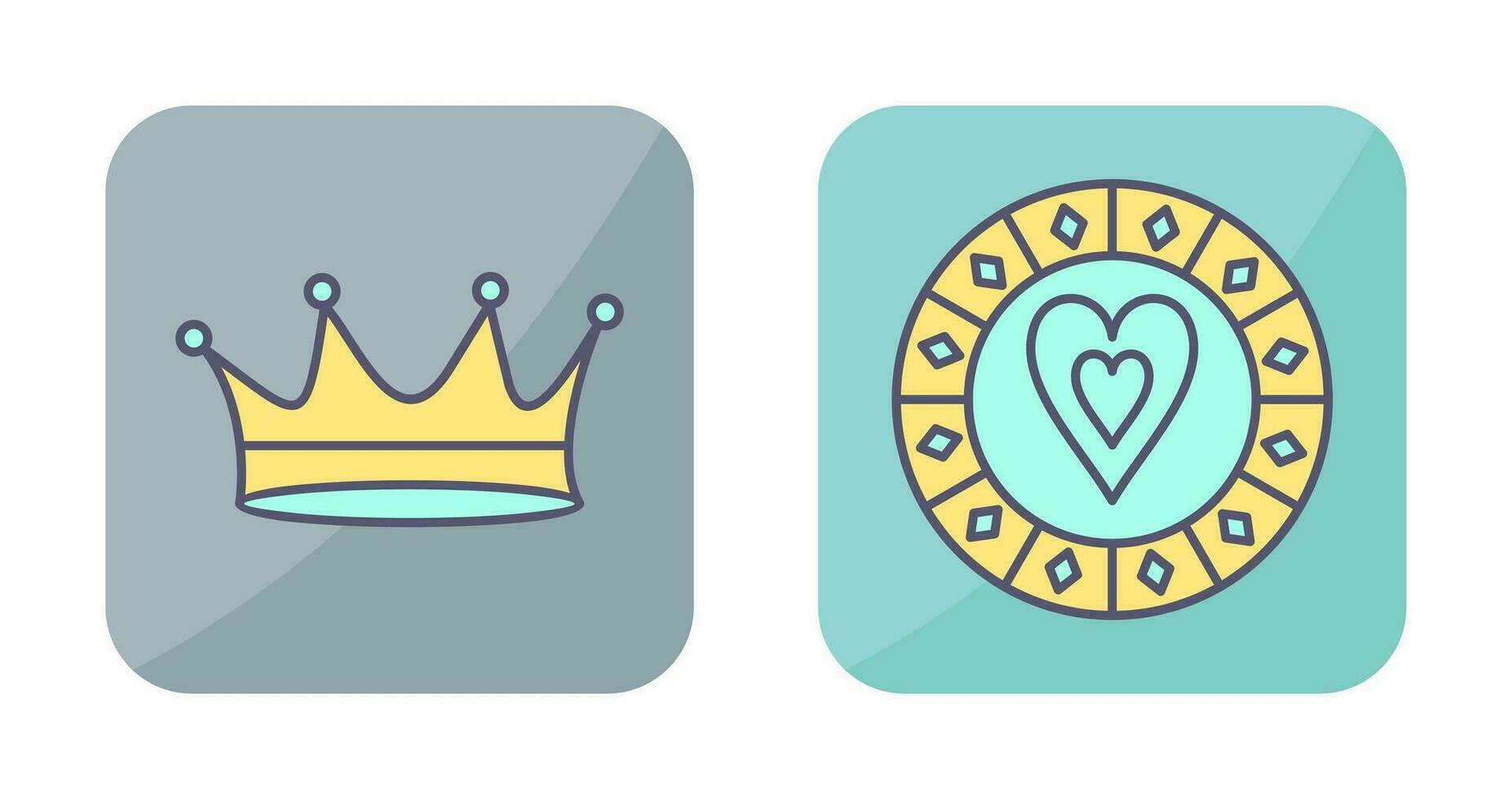 king crown and heart chip Icon vector