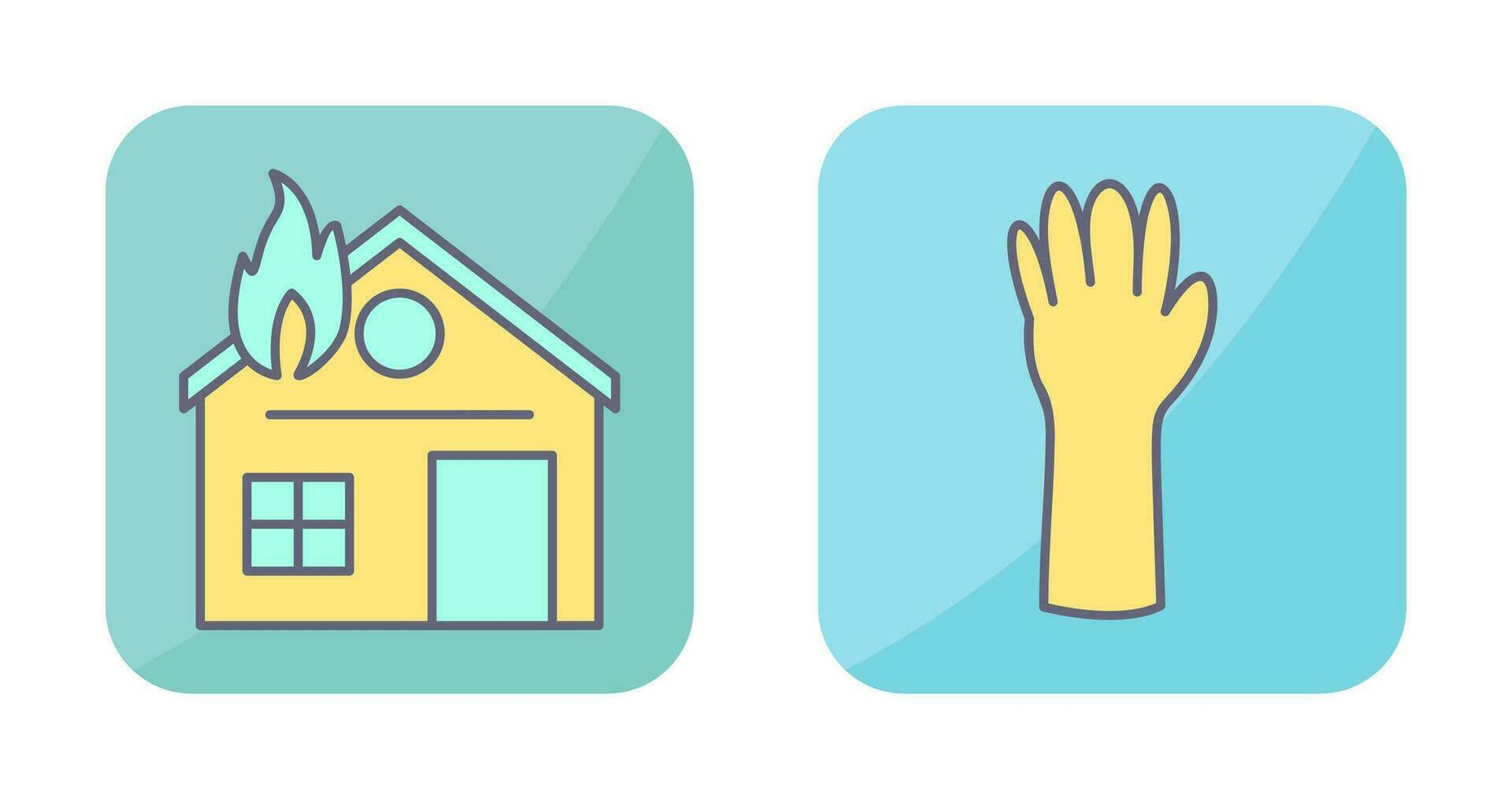 house on fire and gloves Icon vector