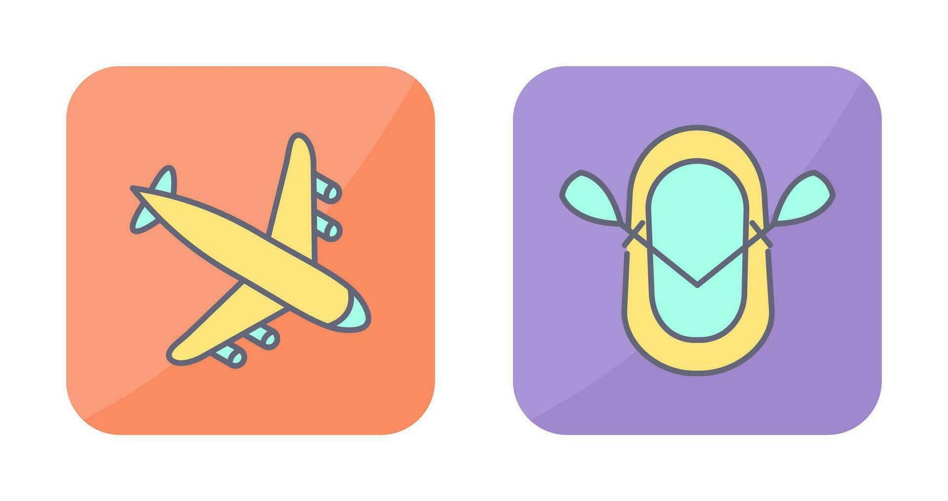 Landing Airplane and Dinghy Icon vector