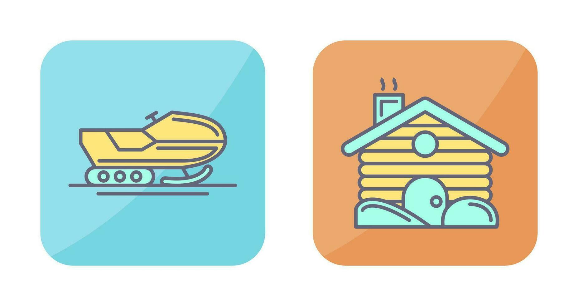 Snowmobile and Cabin Icon vector