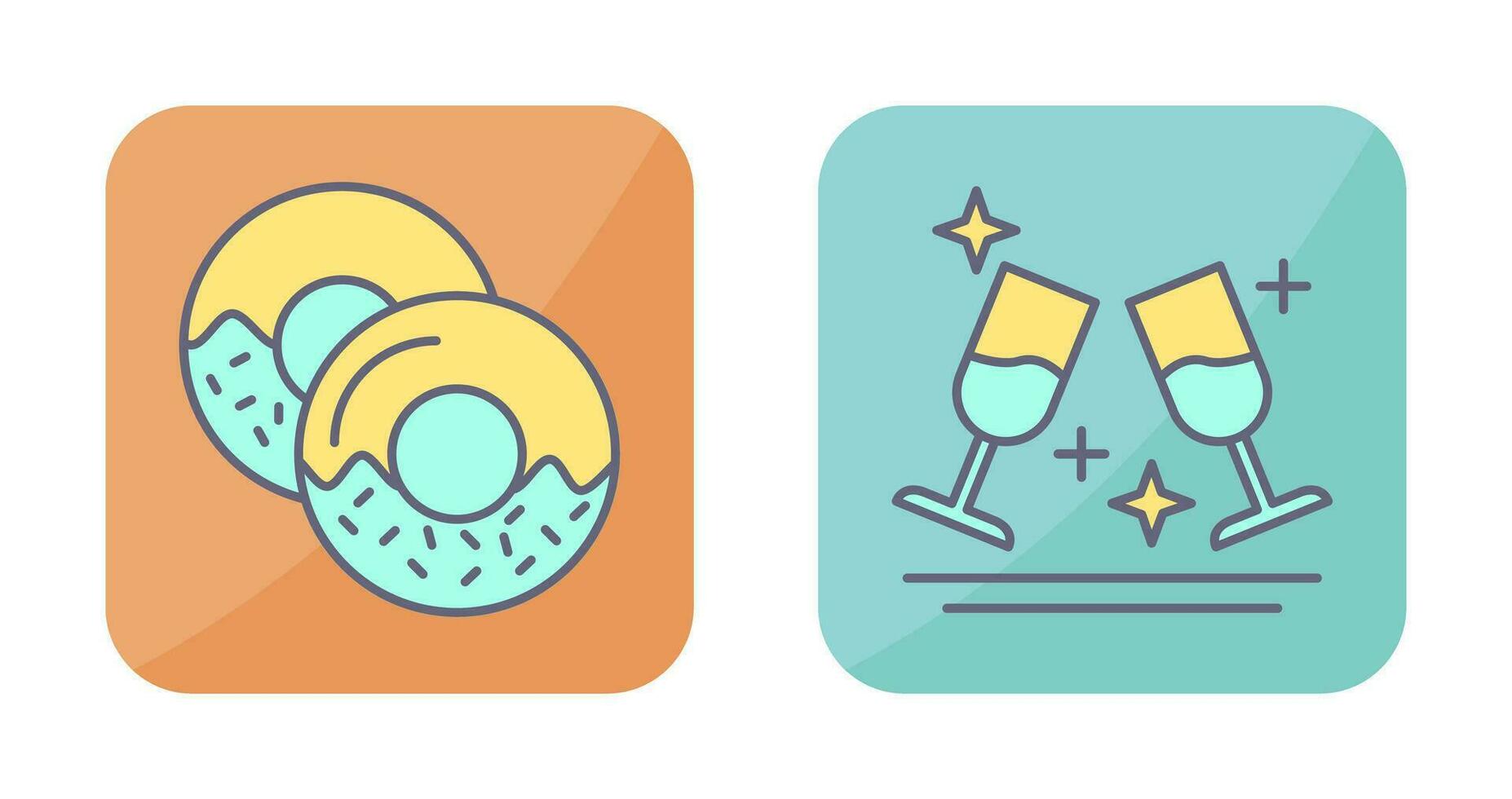 Two Glasses Romantic and Doughnut Icon vector