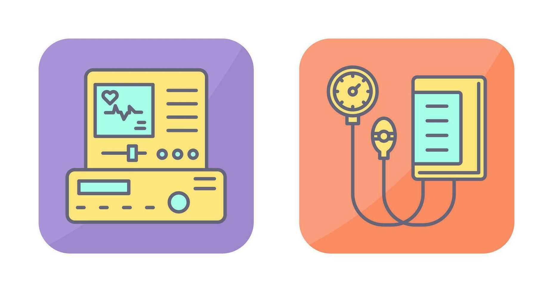 Electrocardiogram and Blood Pressure Gauge Icon vector