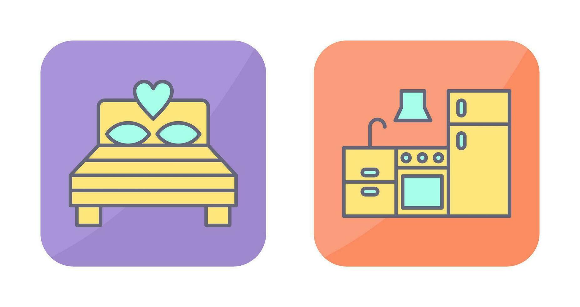 Bedroom and Kitchen Icon vector