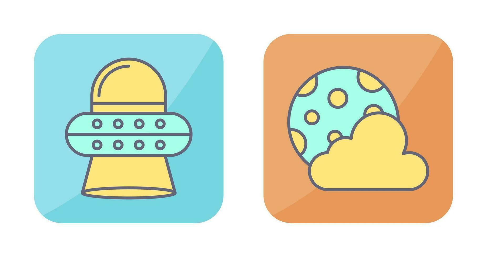 ufo and moon Icon vector