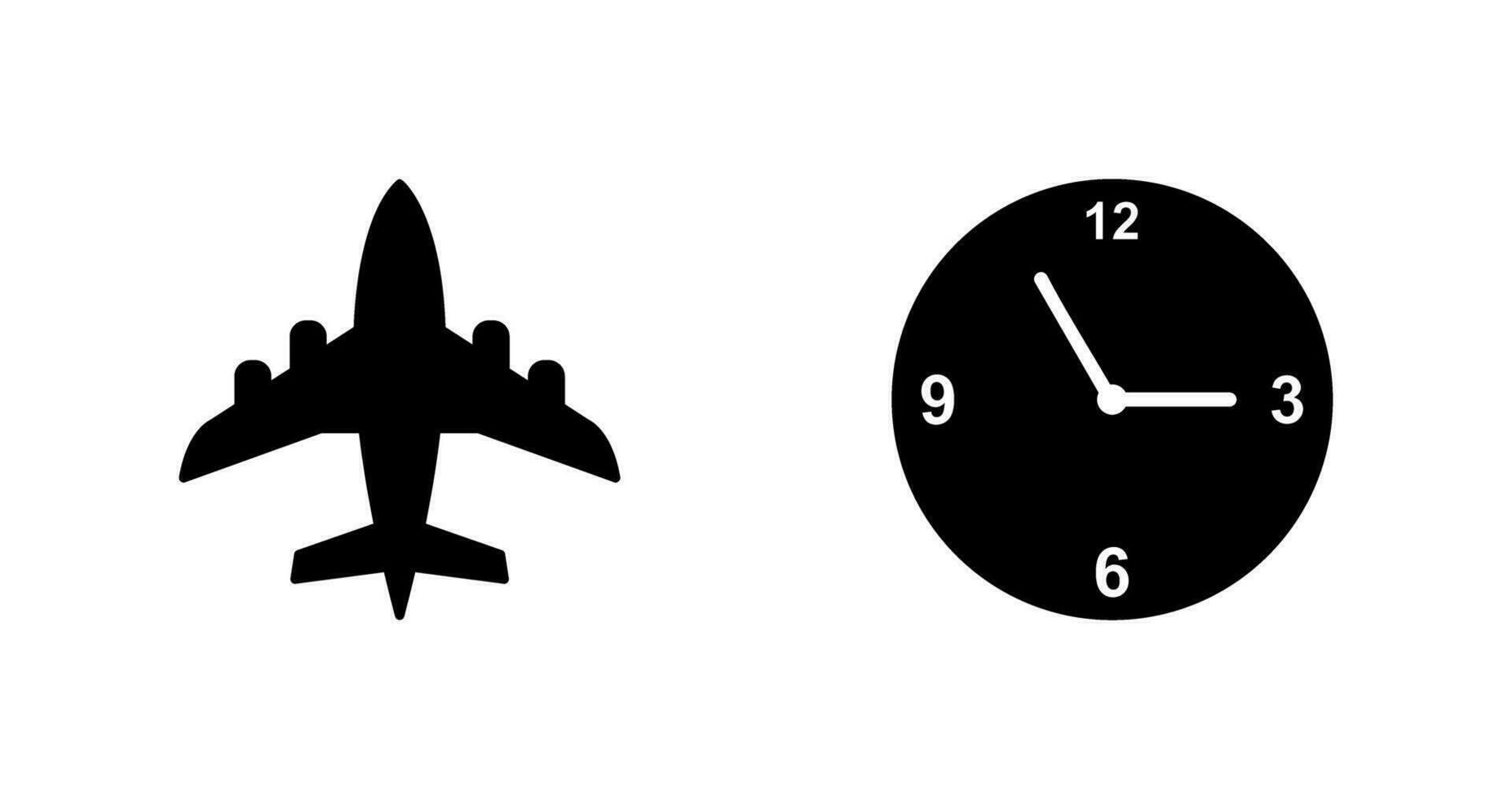 avión y hora icono vector