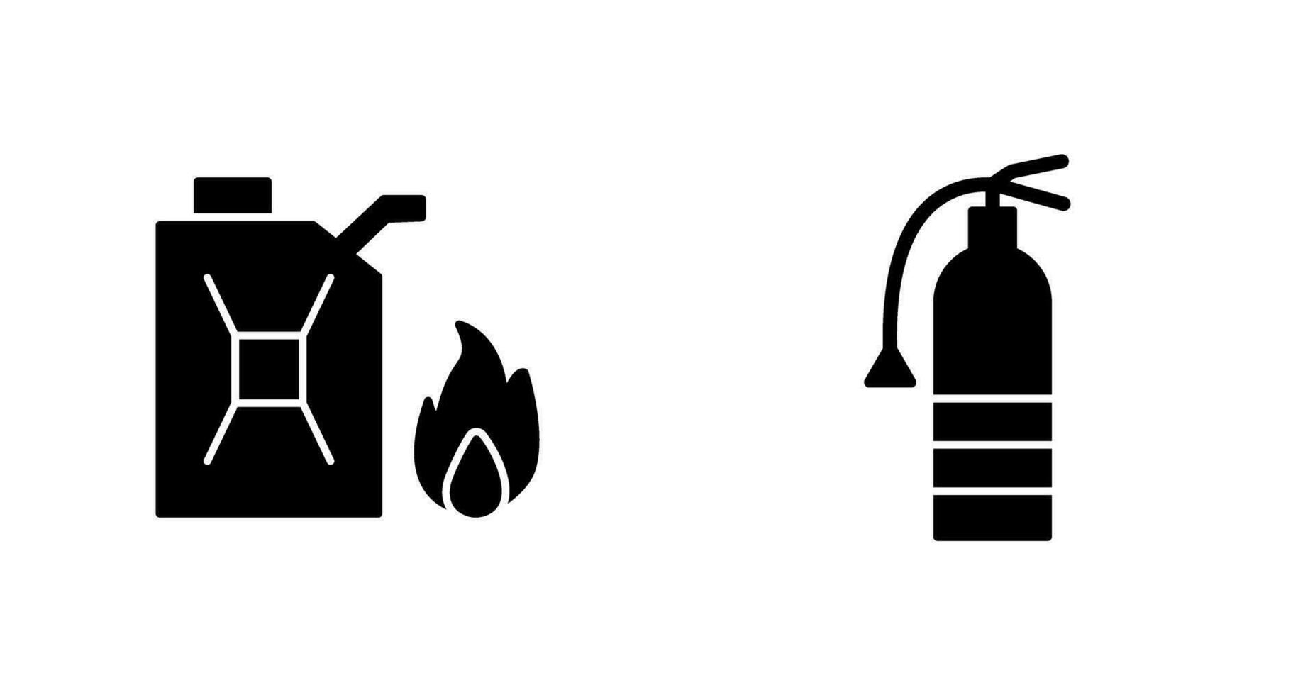 combustible a fuego y extintor icono vector