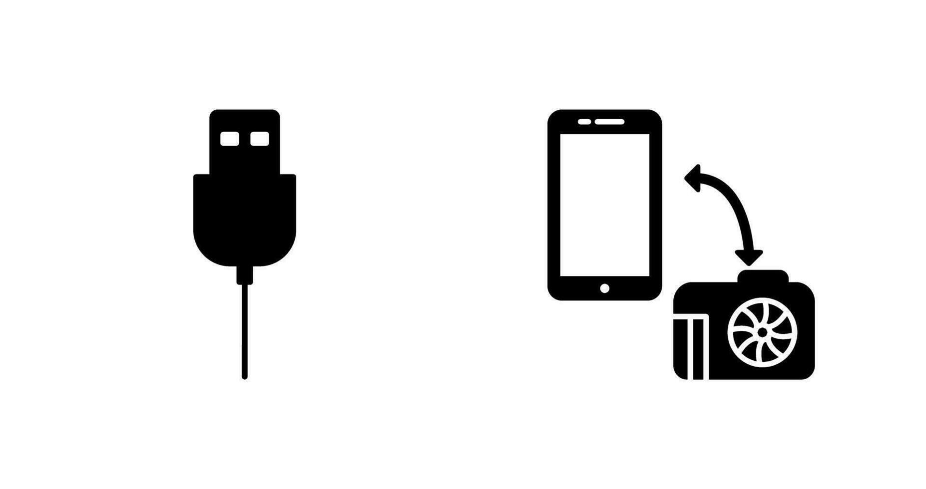 usb cable and transfer images Icon vector