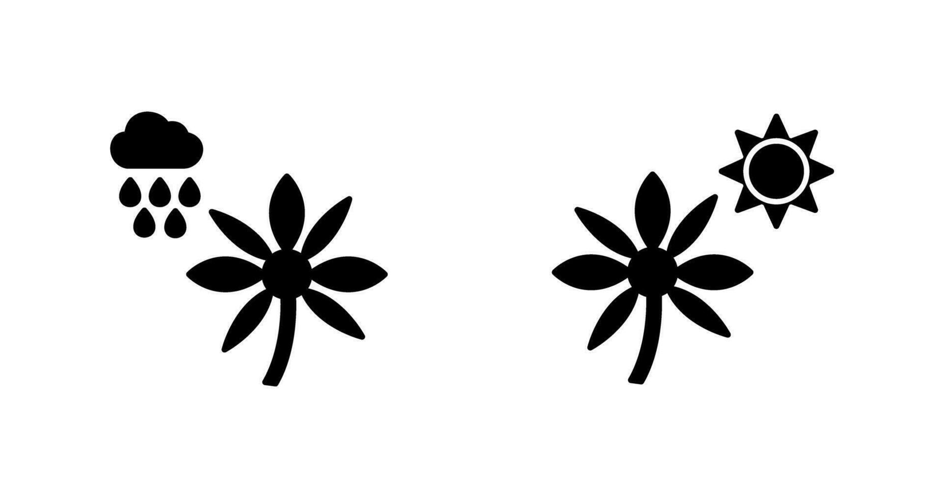flor con lluvia y flor icono vector