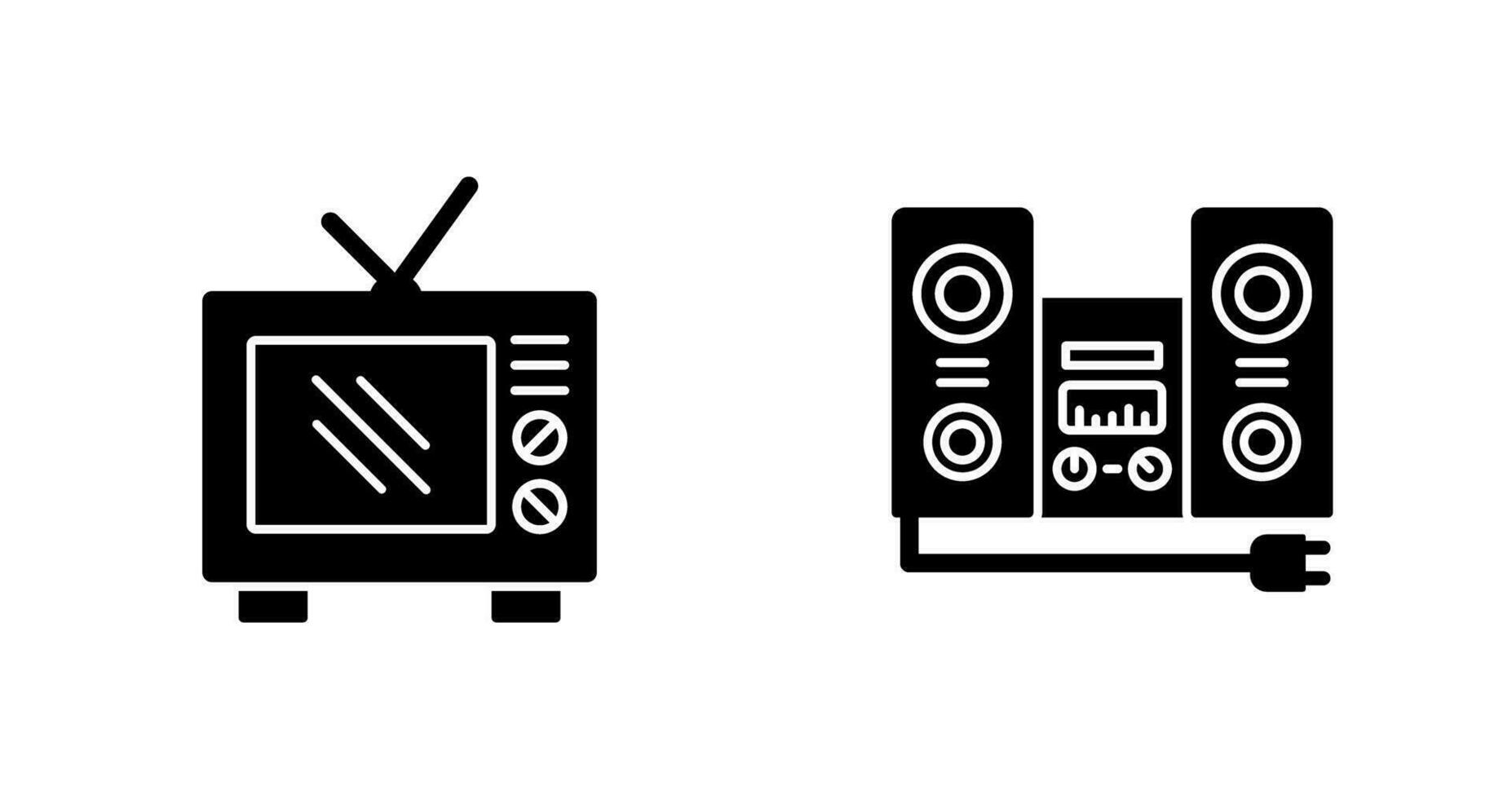 Old TV and Stereo Icon vector