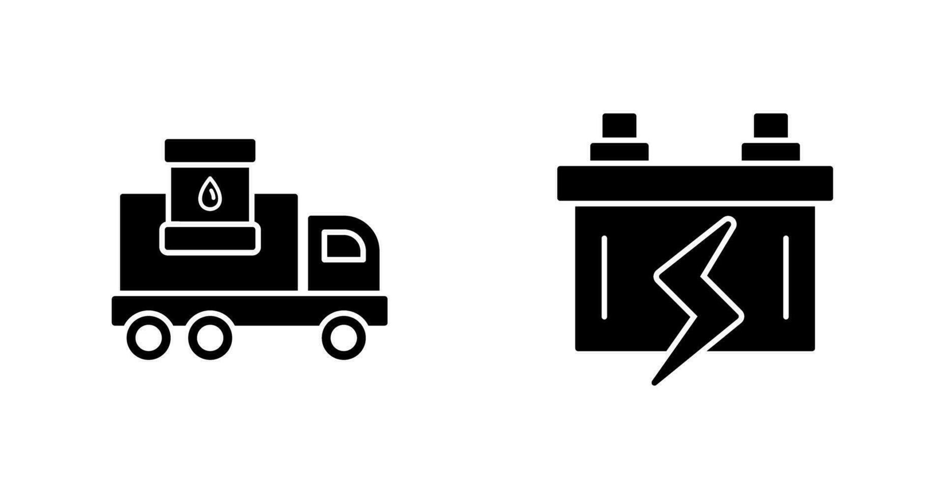 combustible camión y batería icono vector