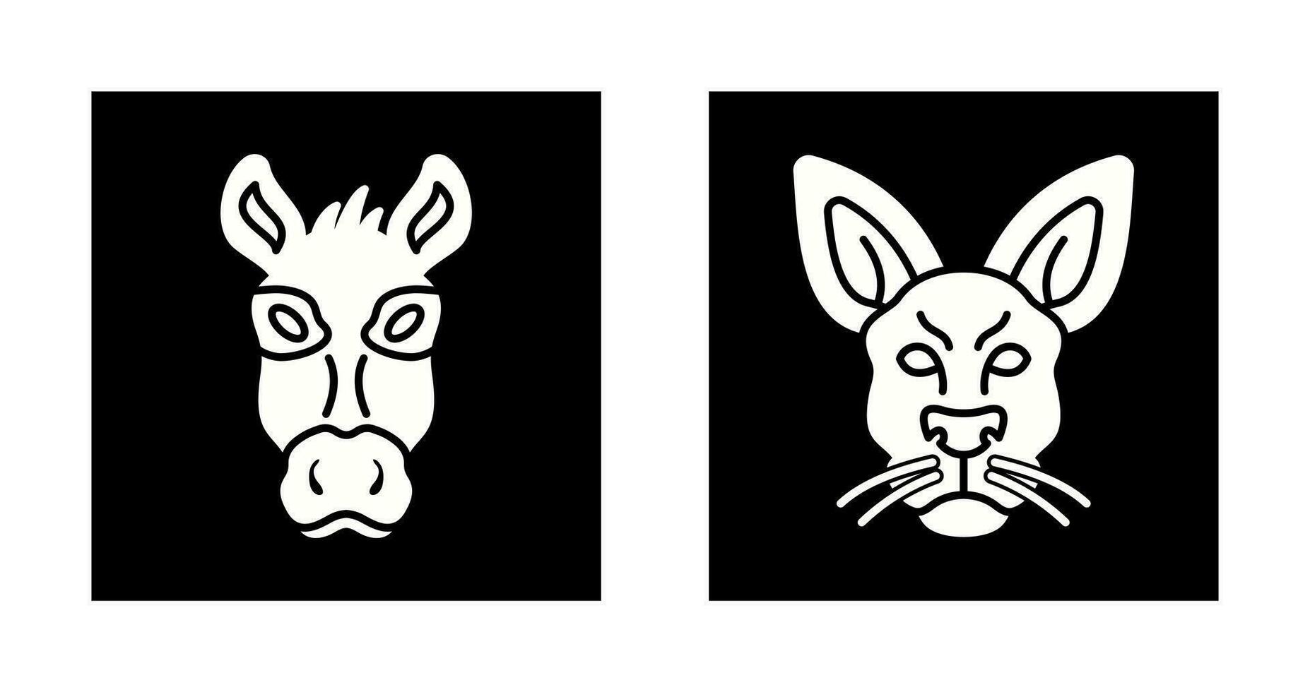 Donkey and Kangaroo Icon vector