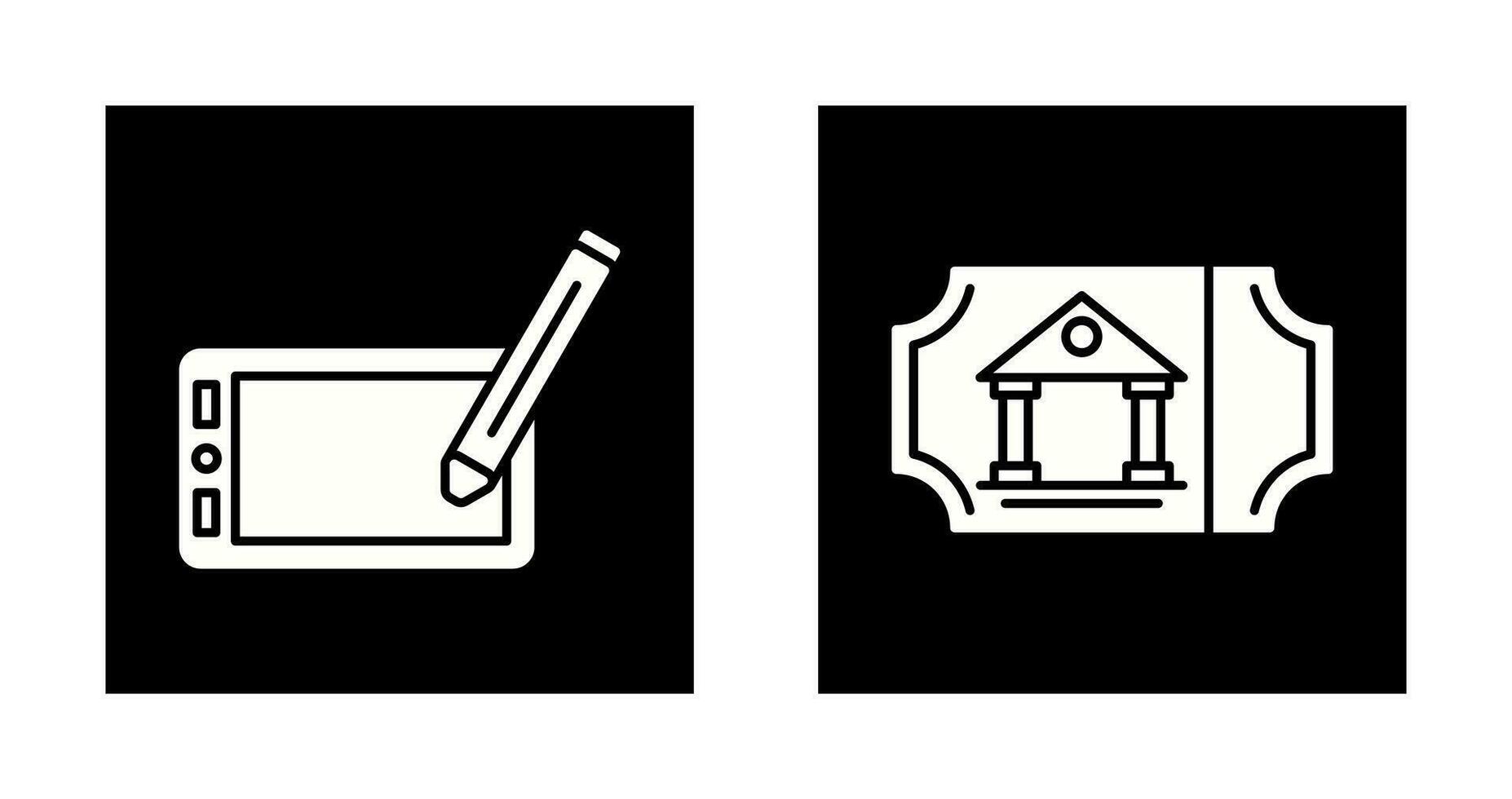 Drawing Tablet and Museum Ticket Icon vector