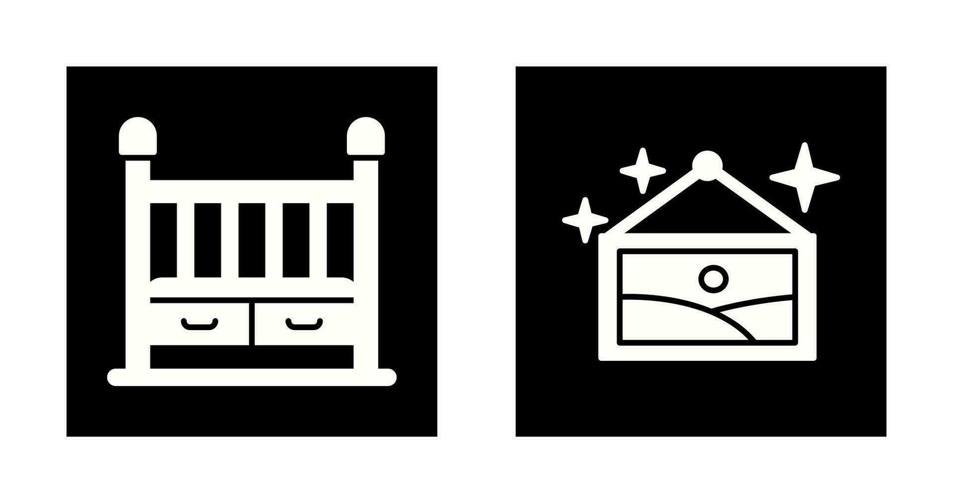 Baby Crib and Picture Icon vector