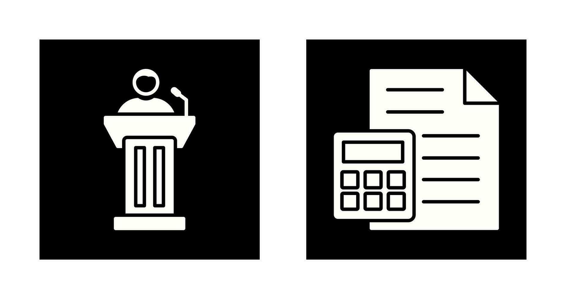 Podium and CalculatorSnack and Money Icon vector