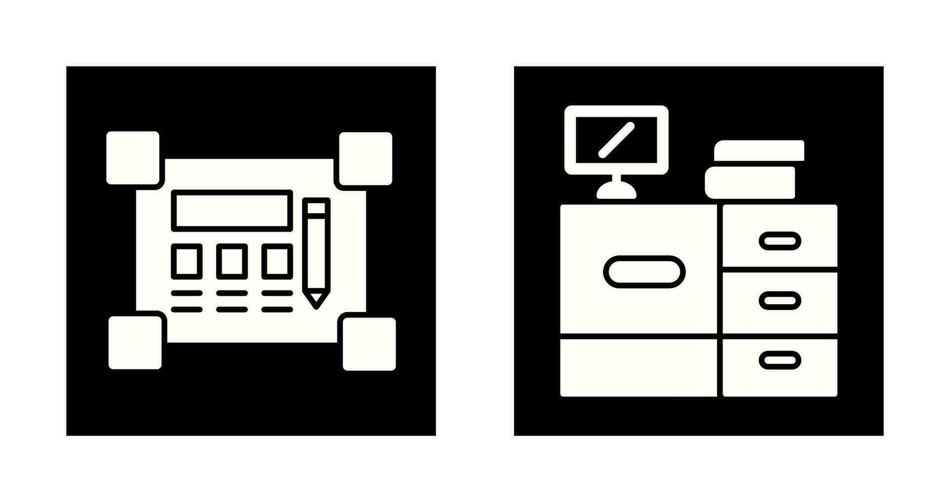 Blueprint and Desk Icon vector