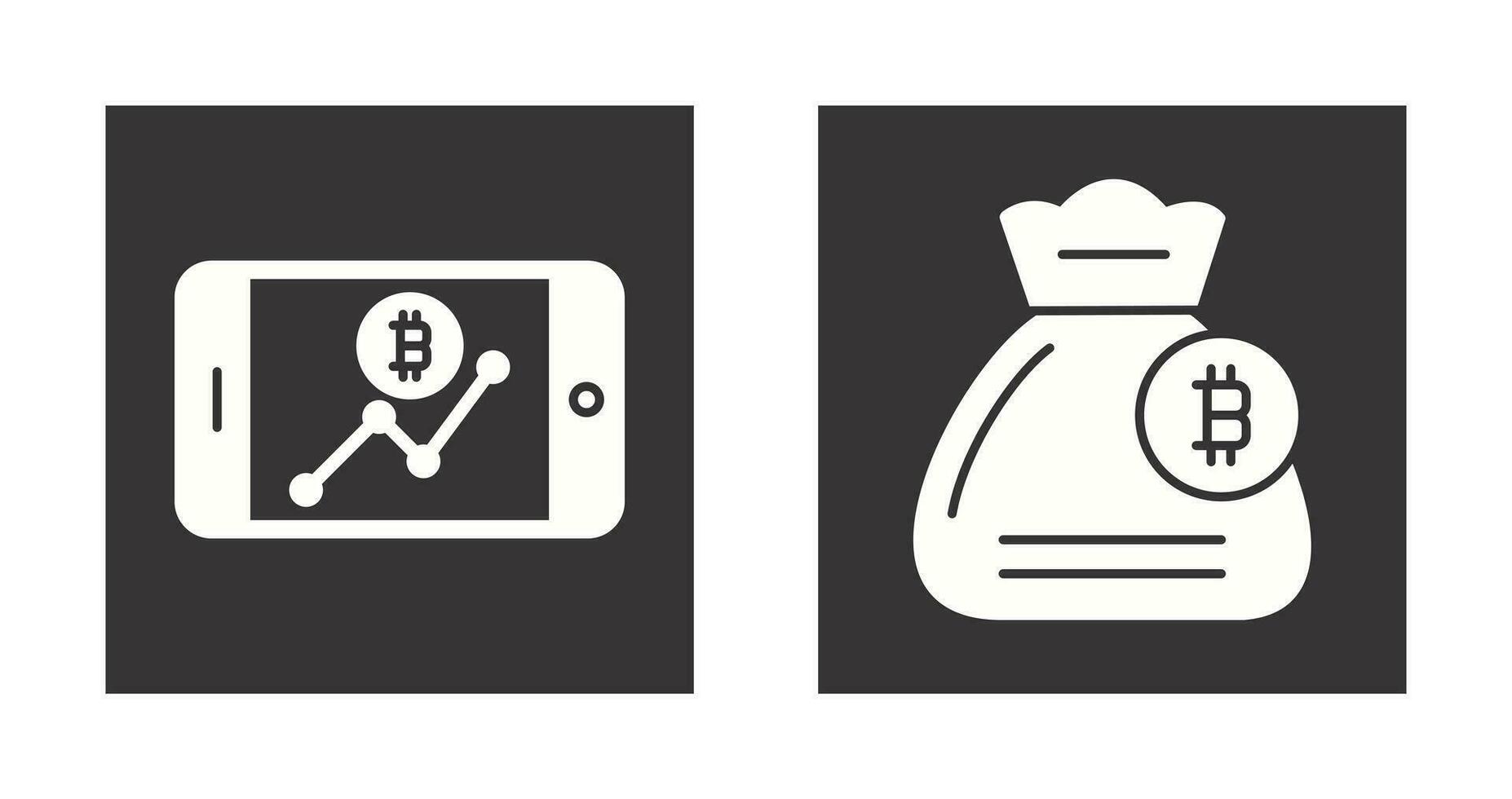 línea gráfico y dinero bolso icono vector